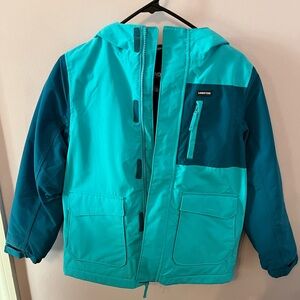 Lands' End Turquoise and Black Fleece-Lined Jacket